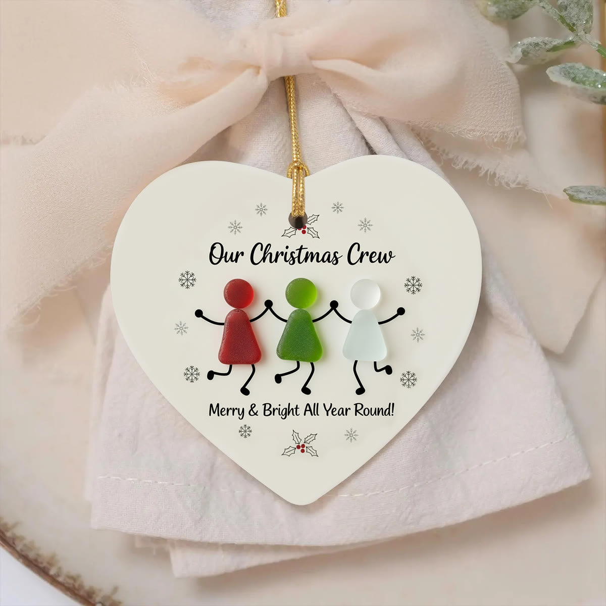 Our Christmas Crew Sea Glass Hanging Ornament - image 6