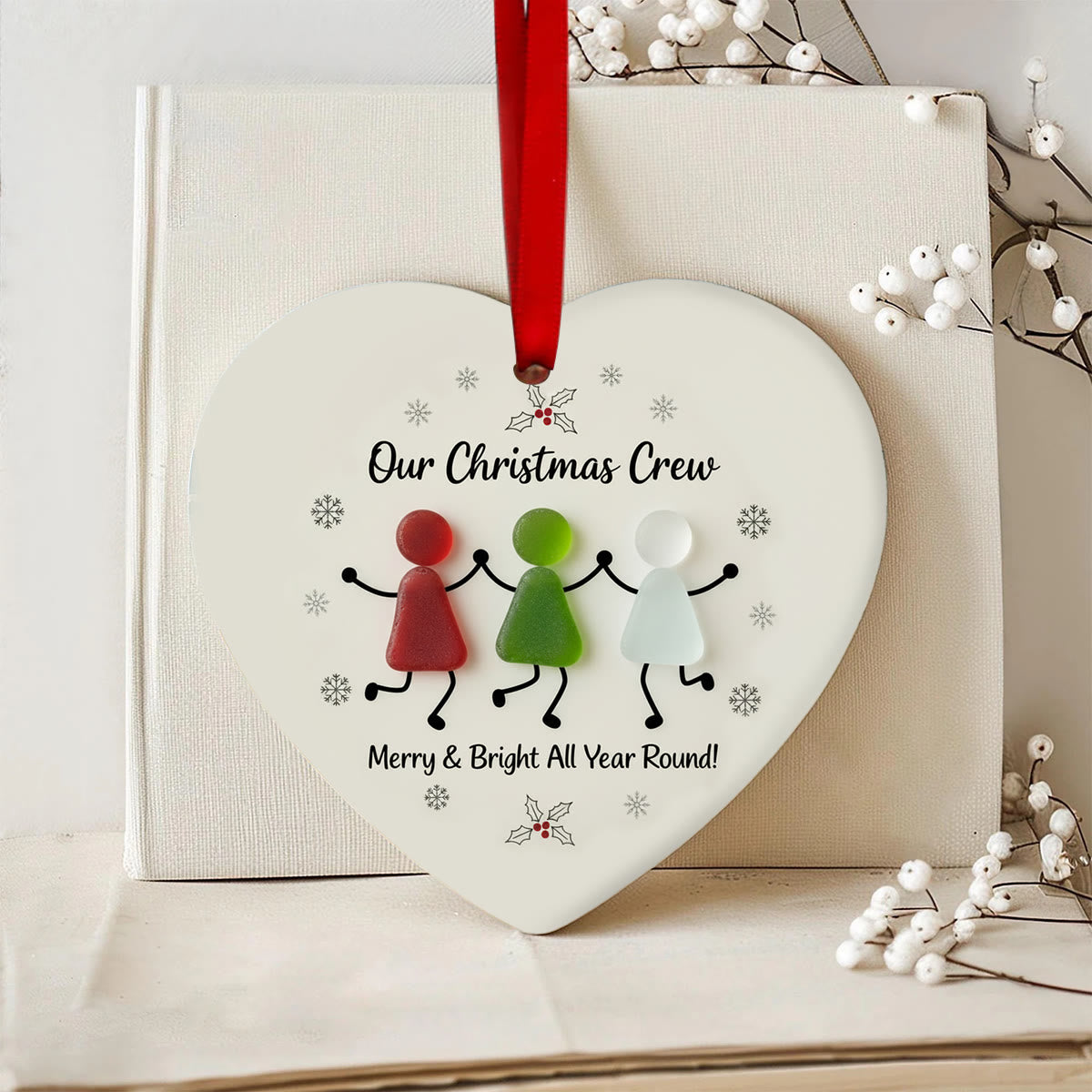 Our Christmas Crew Sea Glass Hanging Ornament - image 9