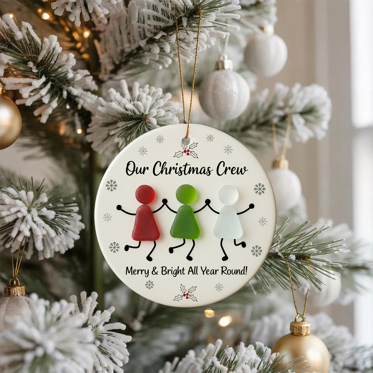 Our Christmas Crew Sea Glass Hanging Ornament - image 2