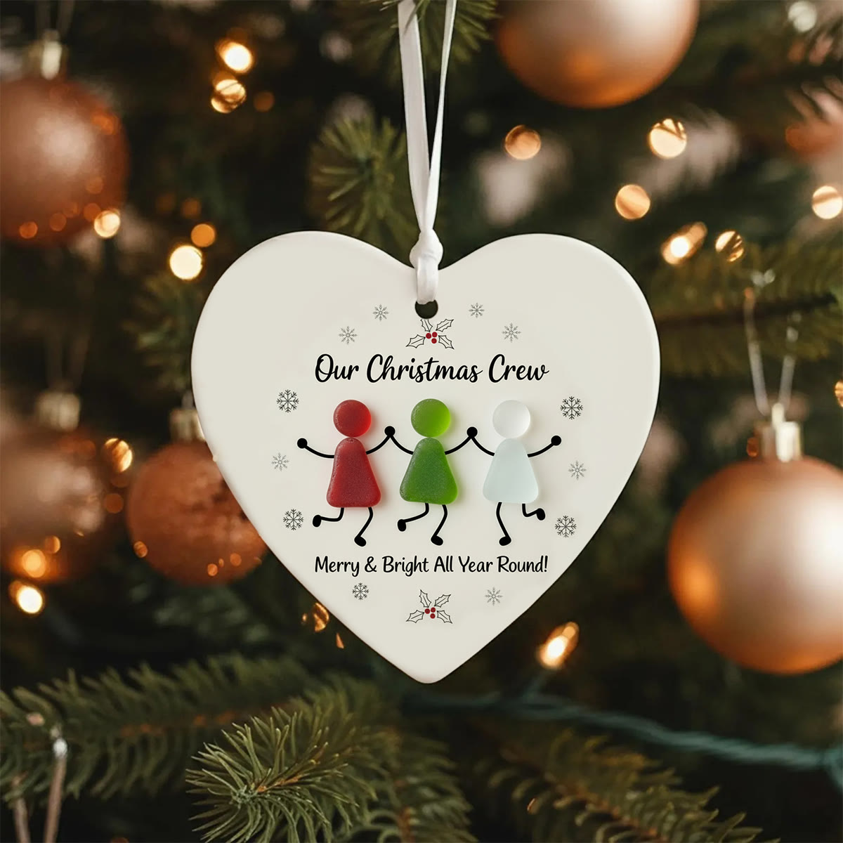 Our Christmas Crew Sea Glass Hanging Ornament - image 8