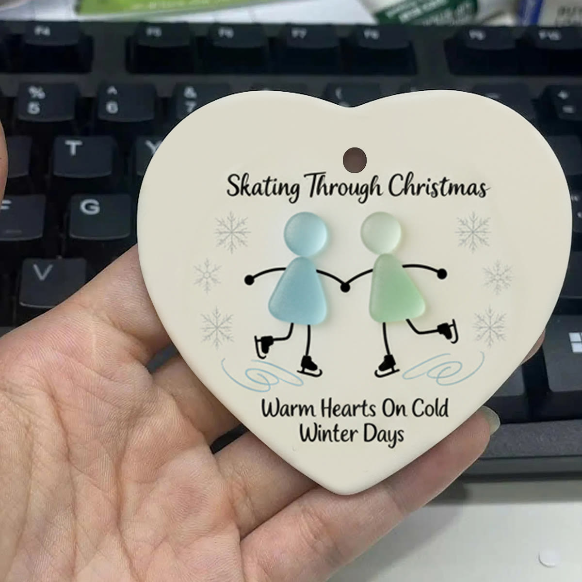 Skating Through Christmas Sea Glass Hanging Ornament - image 3