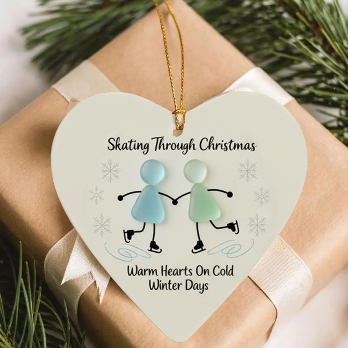 Skating Through Christmas Sea Glass Hanging Ornament - image 4