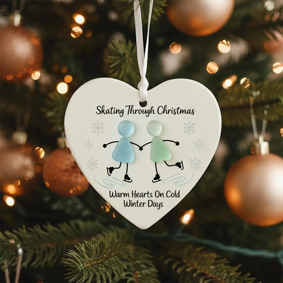 Skating Through Christmas Sea Glass Hanging Ornament - image 5