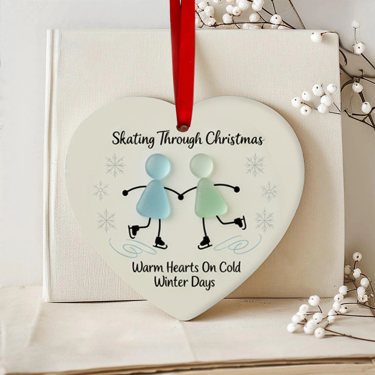 Skating Through Christmas Sea Glass Hanging Ornament - image 2