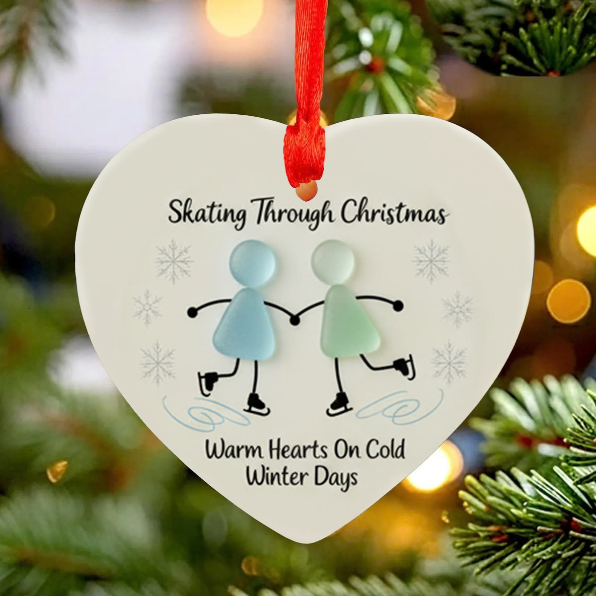 Skating Through Christmas Sea Glass Hanging Ornament - image 0