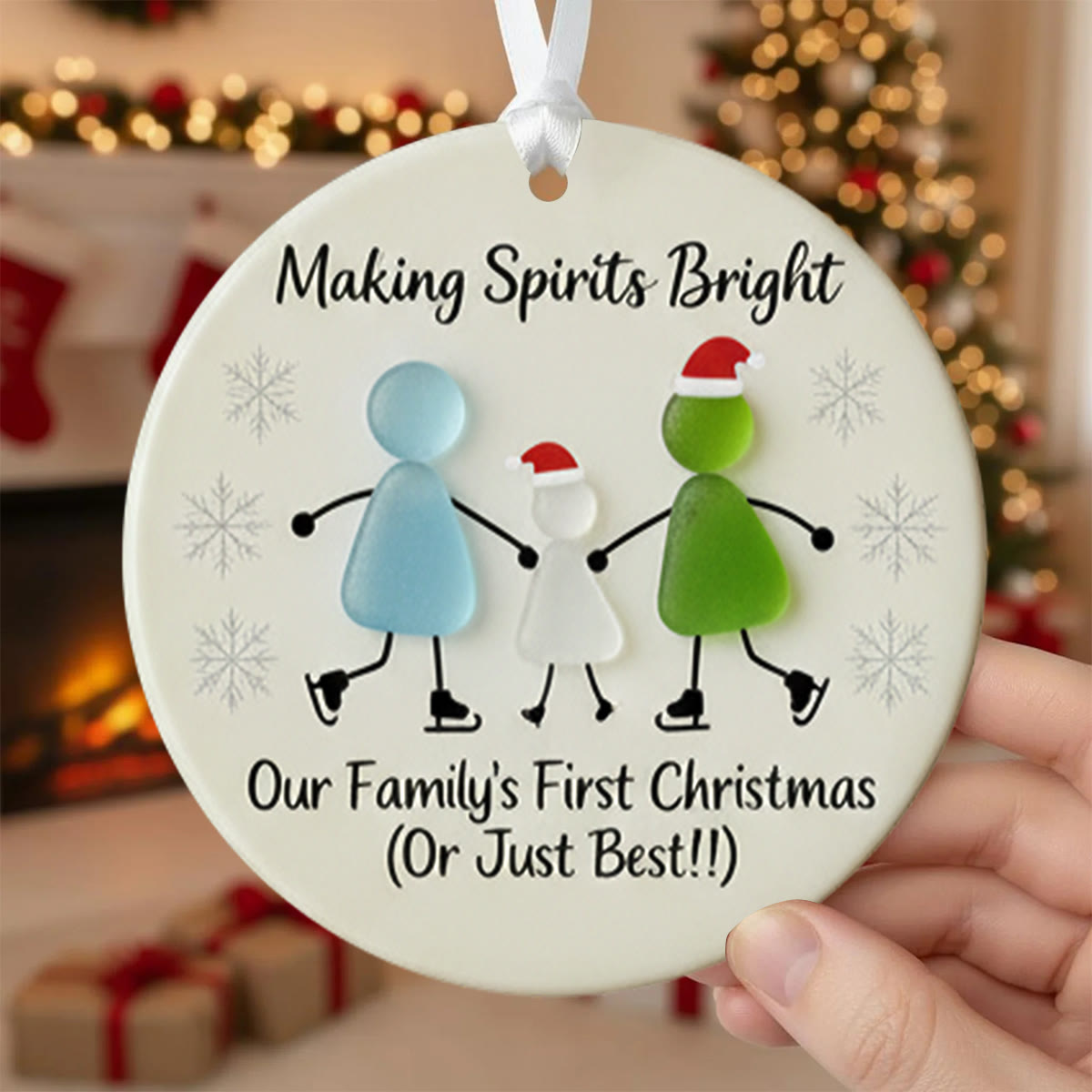 Making Spirits Bright Family Sea Glass Hanging Ornament - Round - Buy 5 Get 2 Free(7 Pcs) - image 6