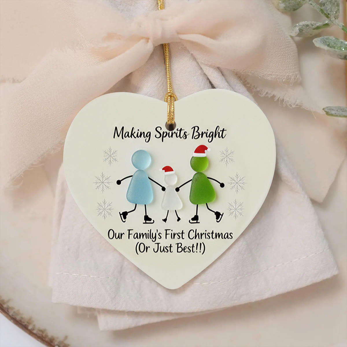 Making Spirits Bright Family Sea Glass Hanging Ornament - image 3
