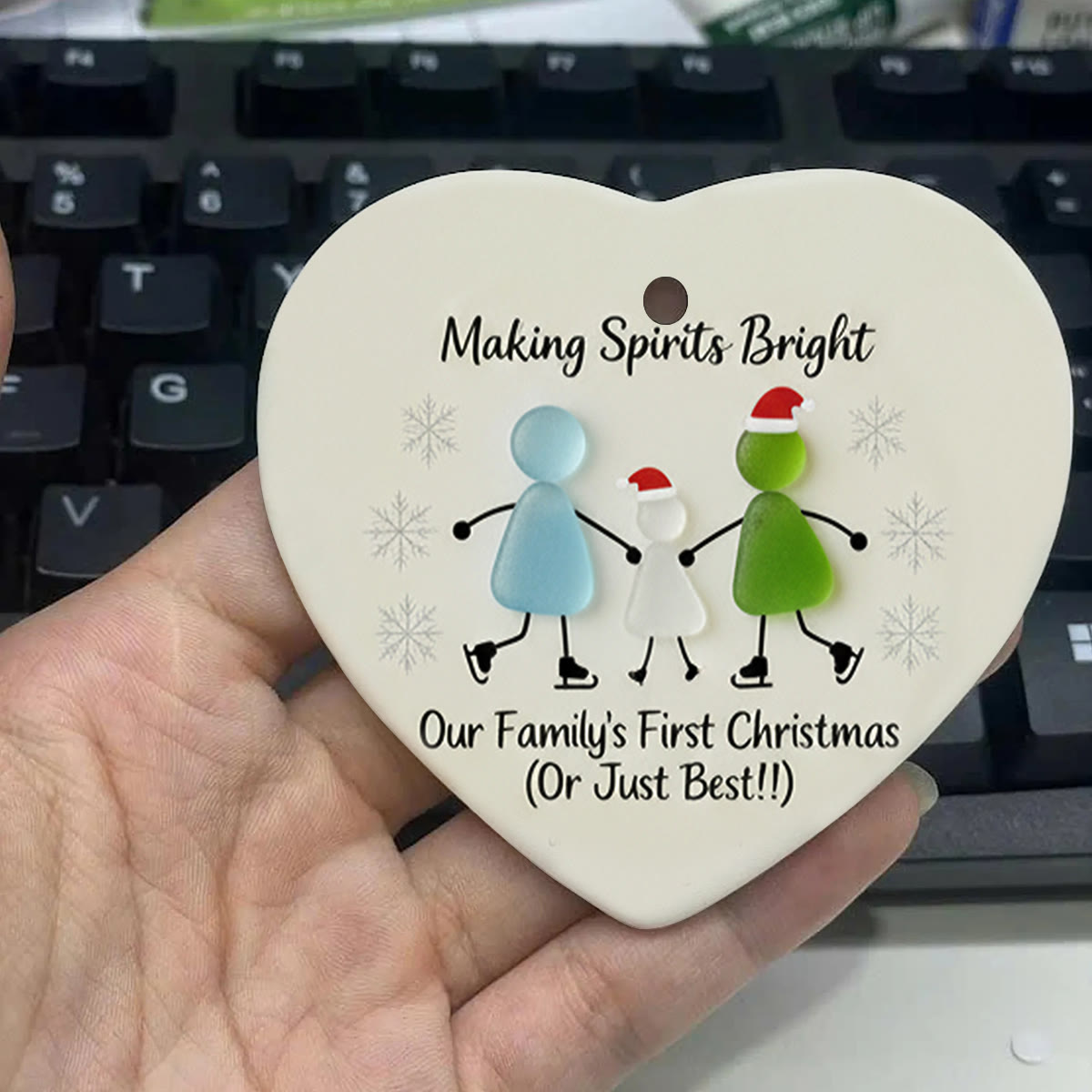 Making Spirits Bright Family Sea Glass Hanging Ornament - image 2