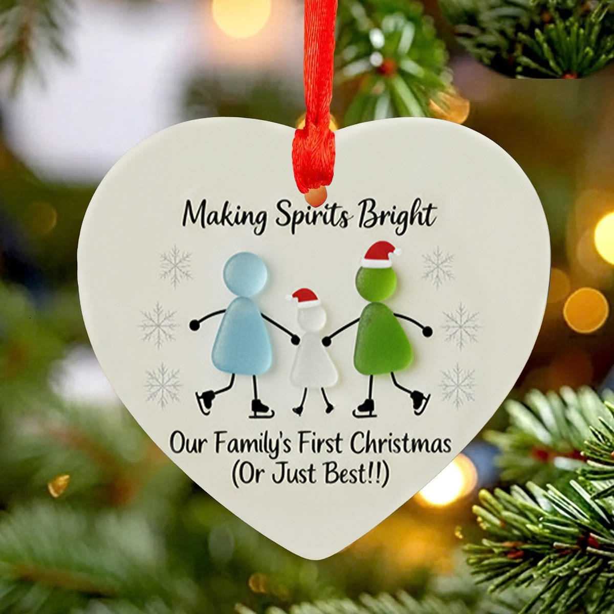 Making Spirits Bright Family Sea Glass Hanging Ornament - image 0