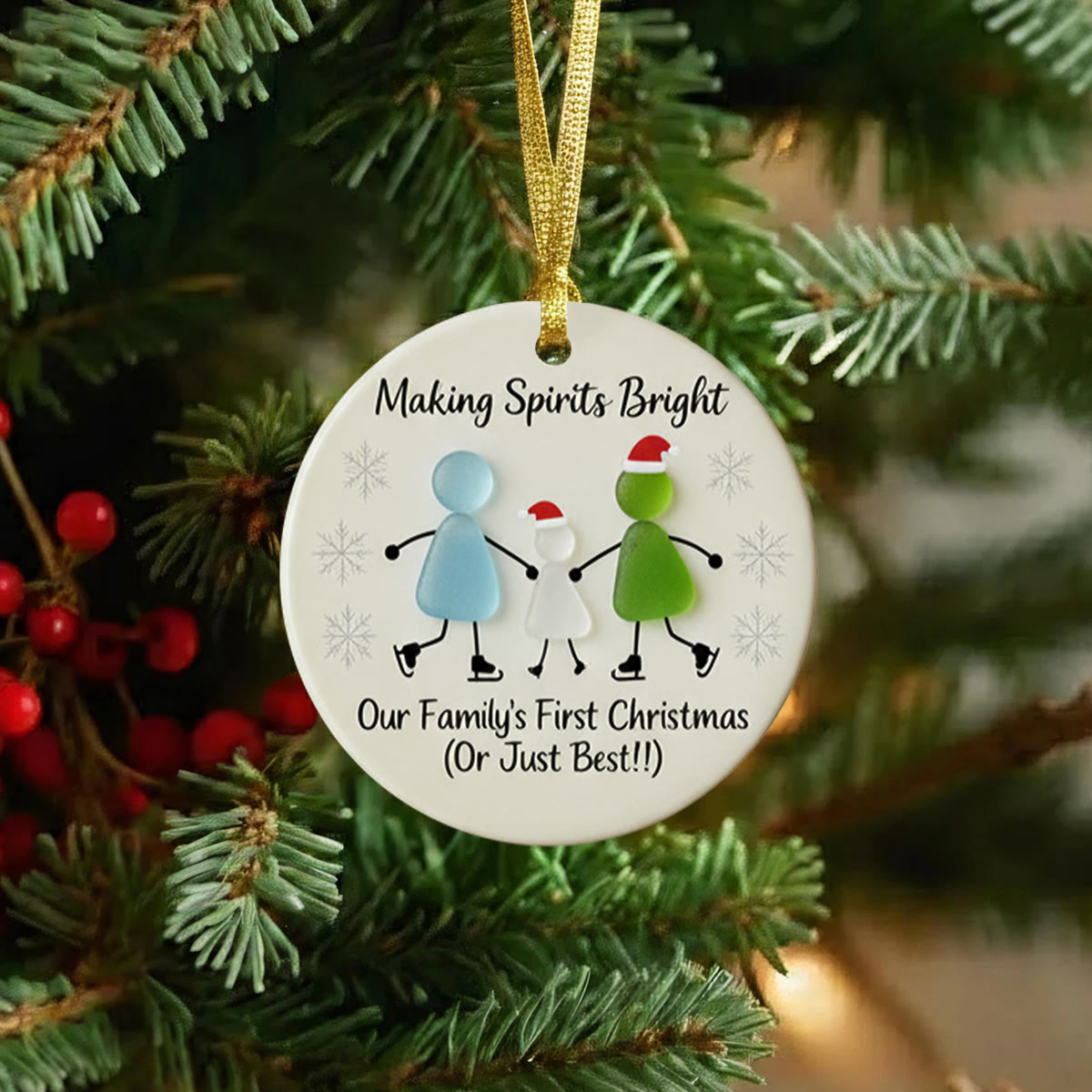 Making Spirits Bright Family Sea Glass Hanging Ornament - image 8