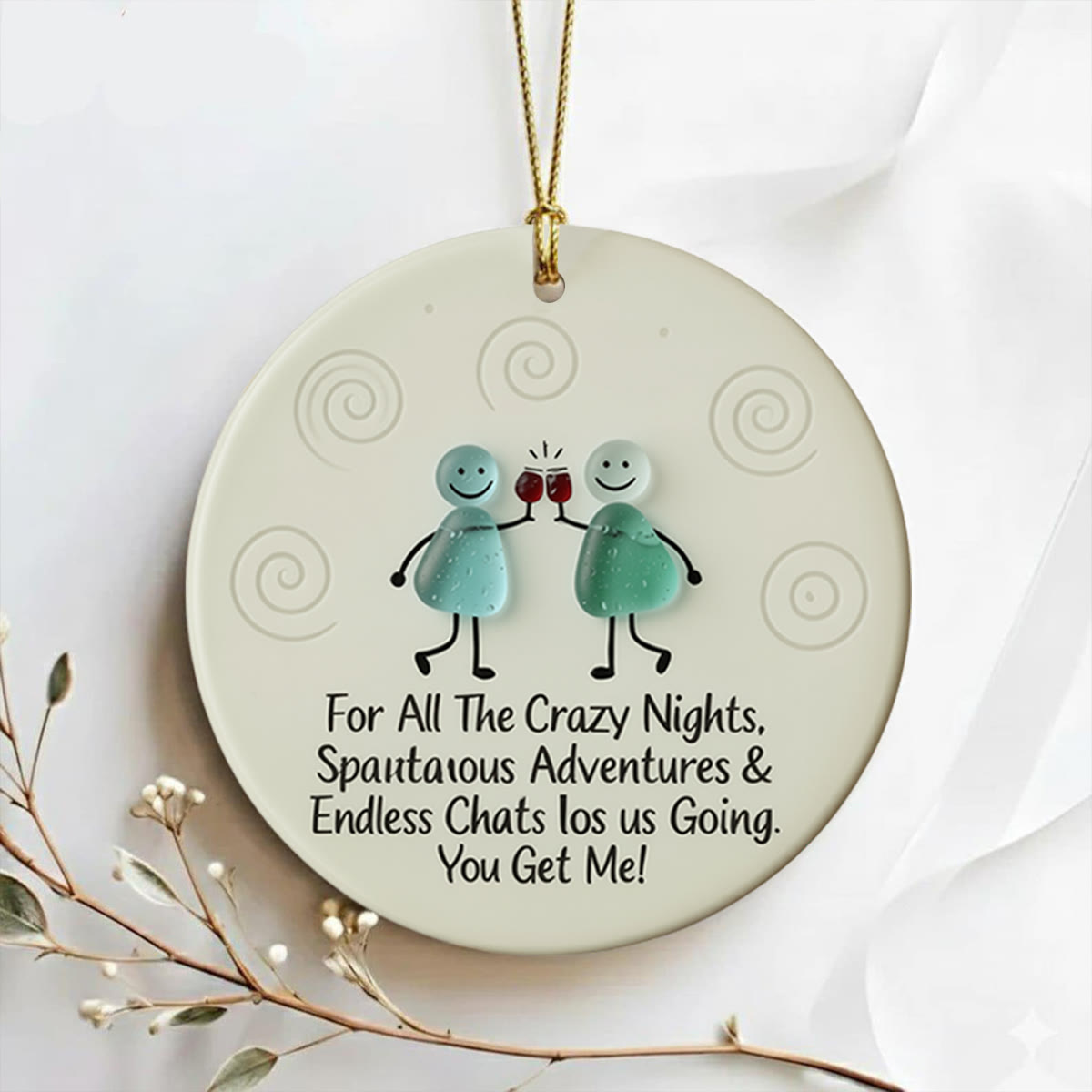 Cheers to Friendship Sea Glass Hanging Ornament - image 1