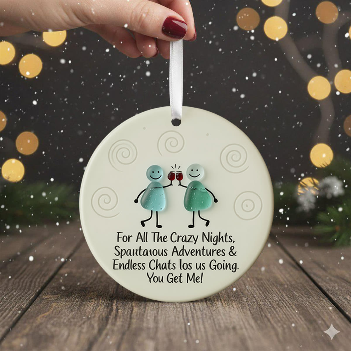 Cheers to Friendship Sea Glass Hanging Ornament - image 3
