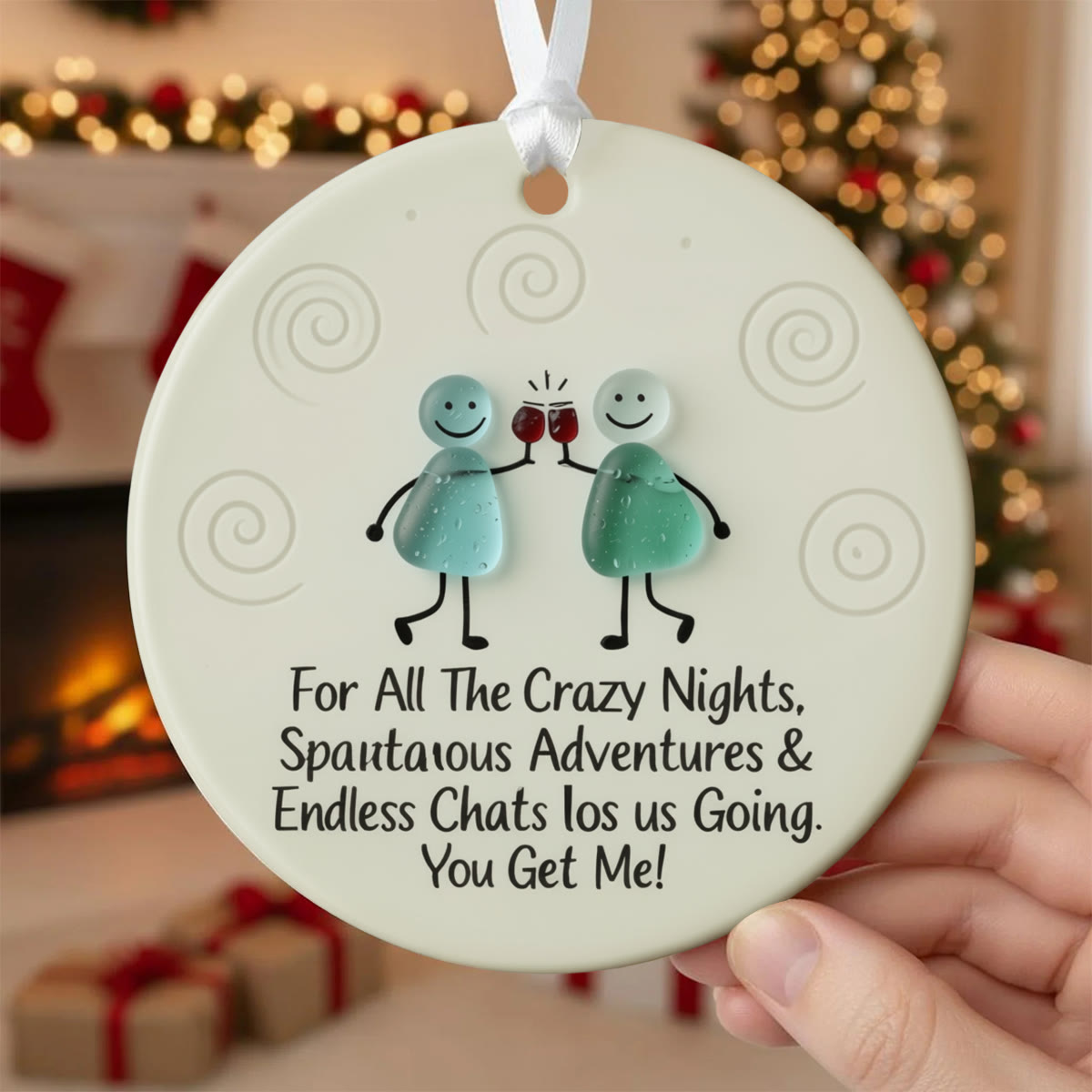 Cheers to Friendship Sea Glass Hanging Ornament - Round - Buy 5 Get 2 Free(7 Pcs) - image 0