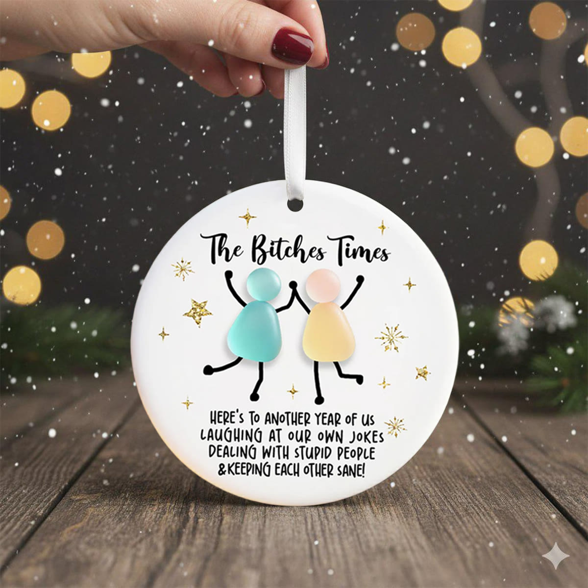 Bestie Bond Friendship Sea Glass Hanging Ornament - image 3