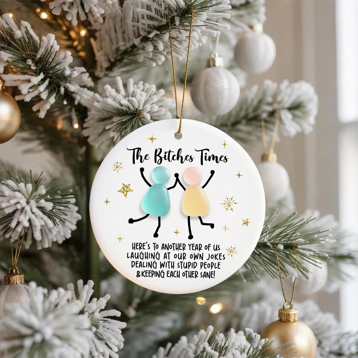 Bestie Bond Friendship Sea Glass Hanging Ornament - image 1