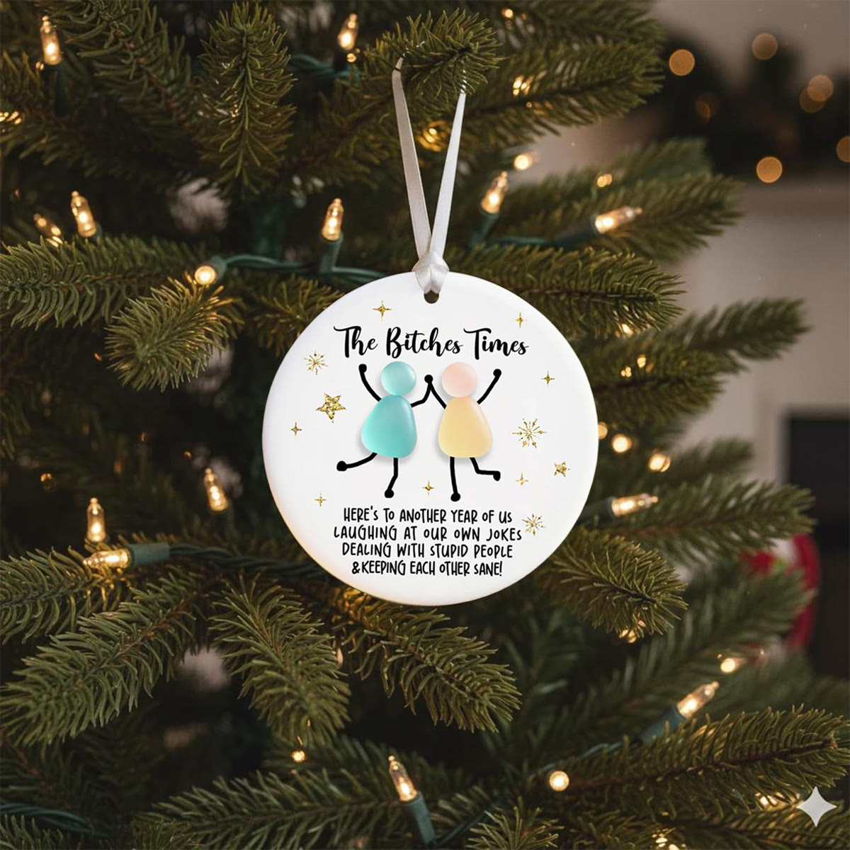 Bestie Bond Friendship Sea Glass Hanging Ornament - image 5