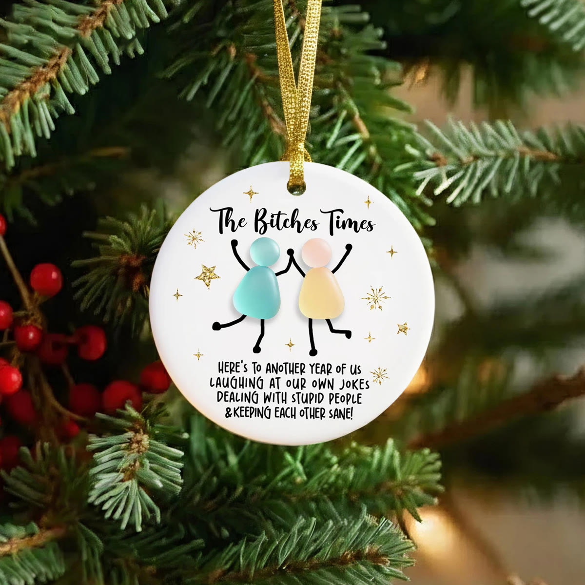 Bestie Bond Friendship Sea Glass Hanging Ornament - image 4