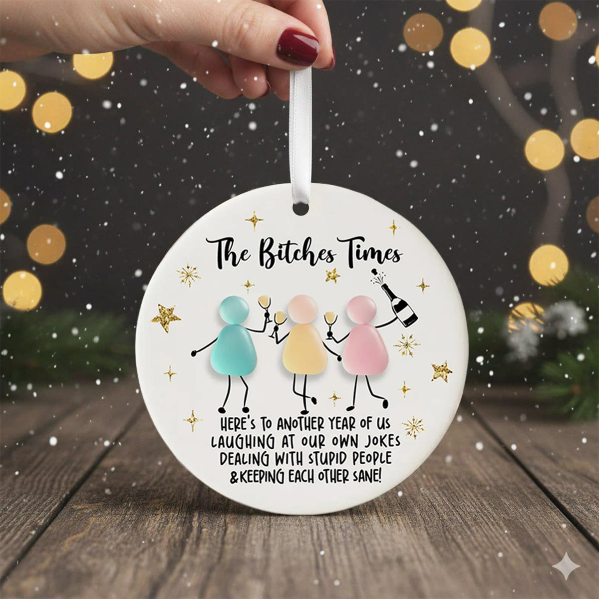 Forever Besties Celebration Sea Glass Hanging Ornament - image 1