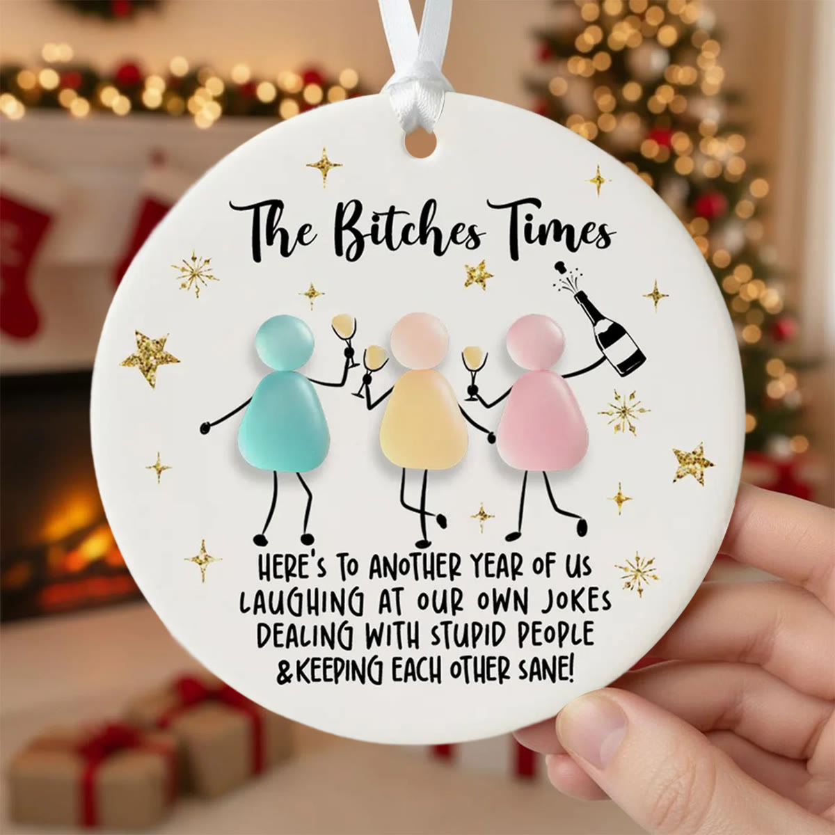 Forever Besties Celebration Sea Glass Hanging Ornament - Round - Buy 5 Get 2 Free(7 Pcs) - image 0