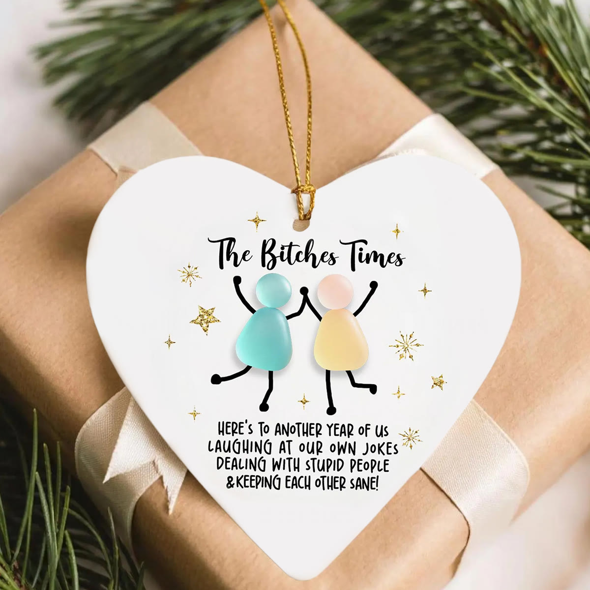 Bestie Bond Friendship Sea Glass Hanging Ornament - image 7
