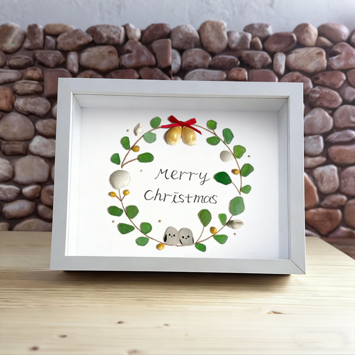 Christmas Wreath Holiday Harmony Sea Glass Framed Art - image 7