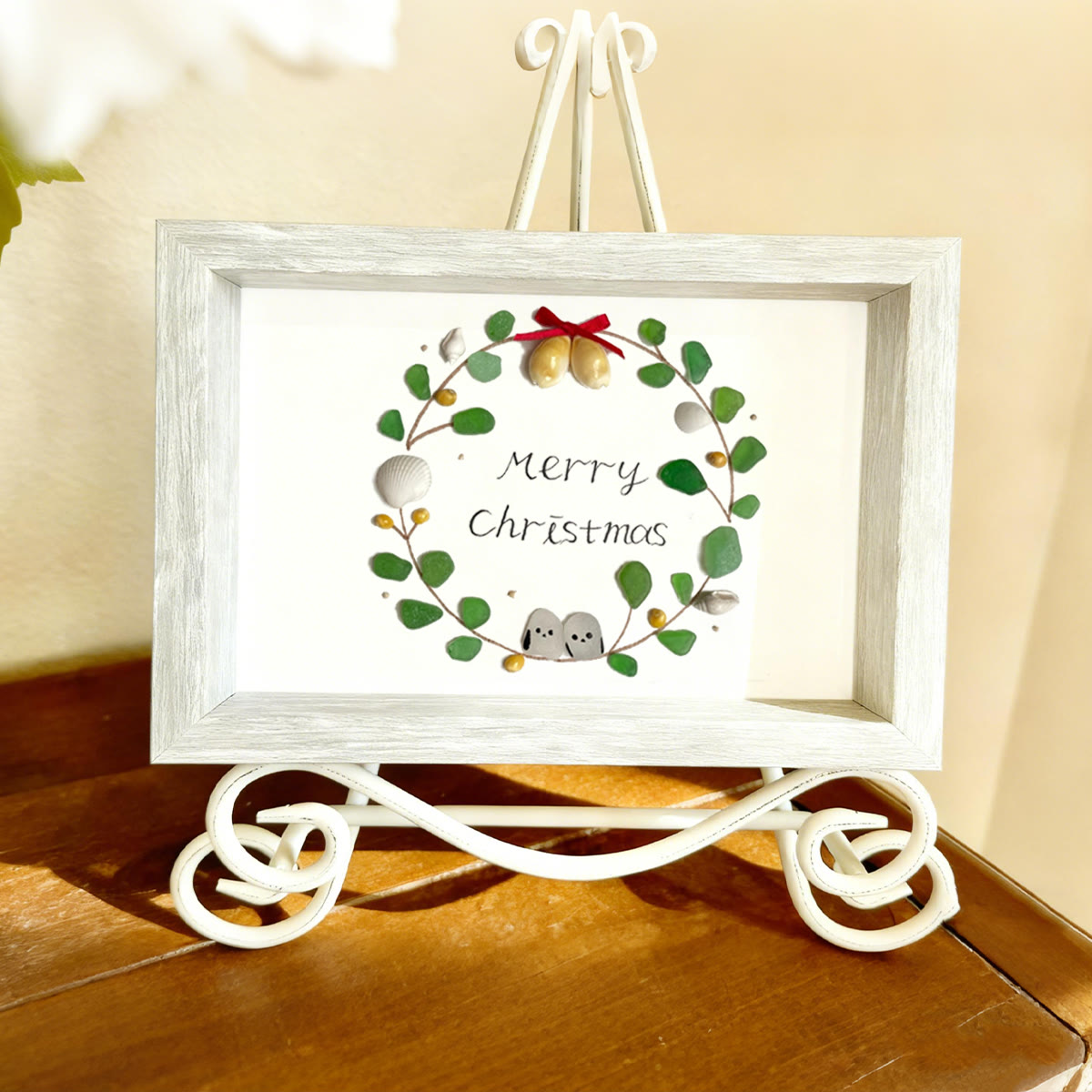 Christmas Wreath Holiday Harmony Sea Glass Framed Art - image 4