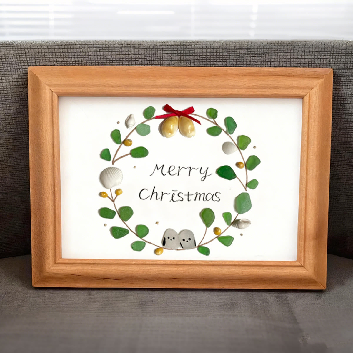 Christmas Wreath Holiday Harmony Sea Glass Framed Art - image 2