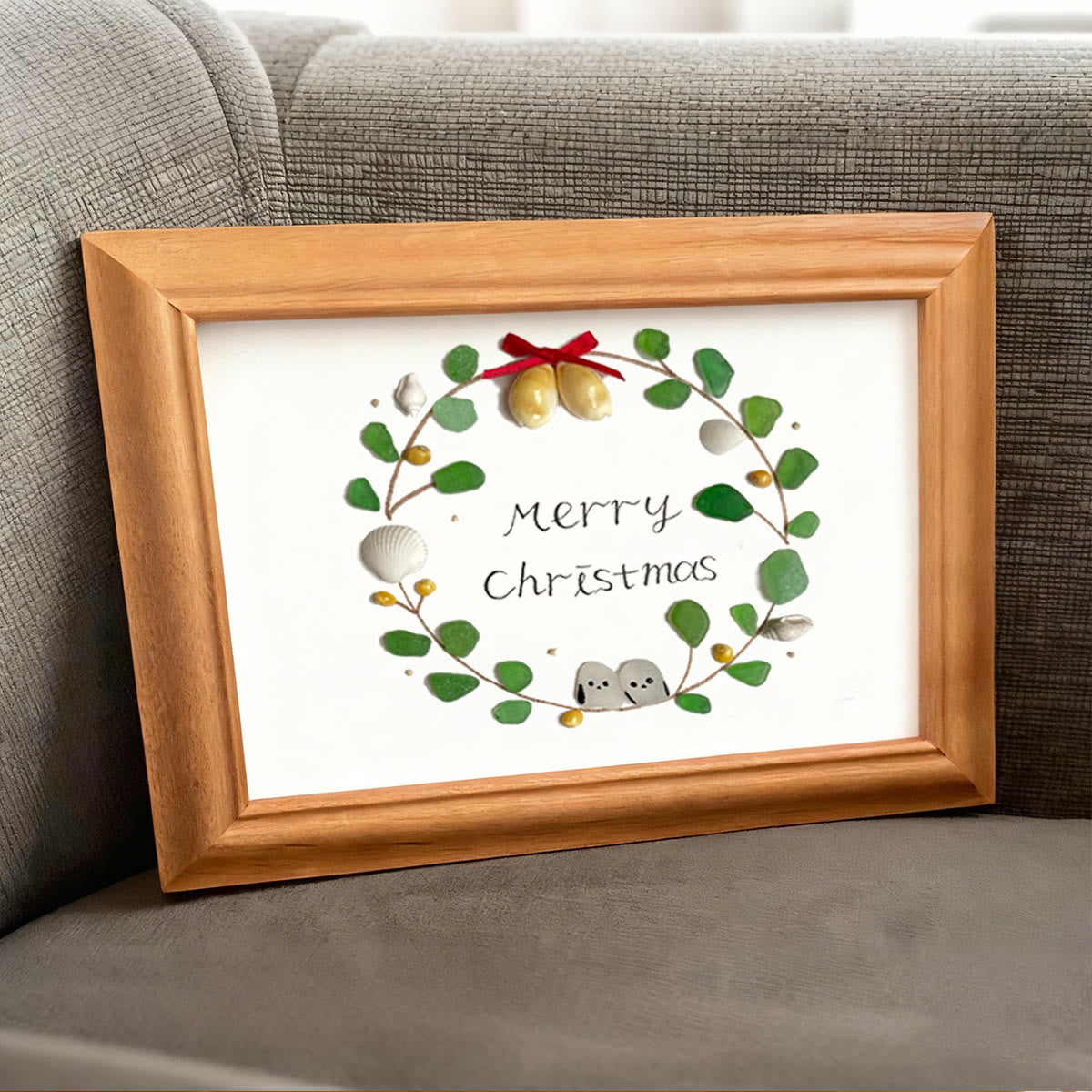 Christmas Wreath Holiday Harmony Sea Glass Framed Art - image 3