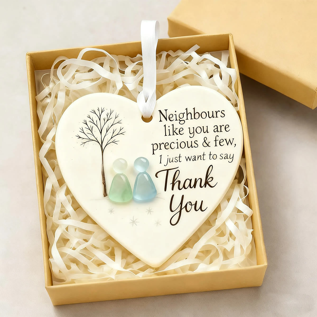 Thank You Neighbours Sea Glass Hanging Ornament - image 1
