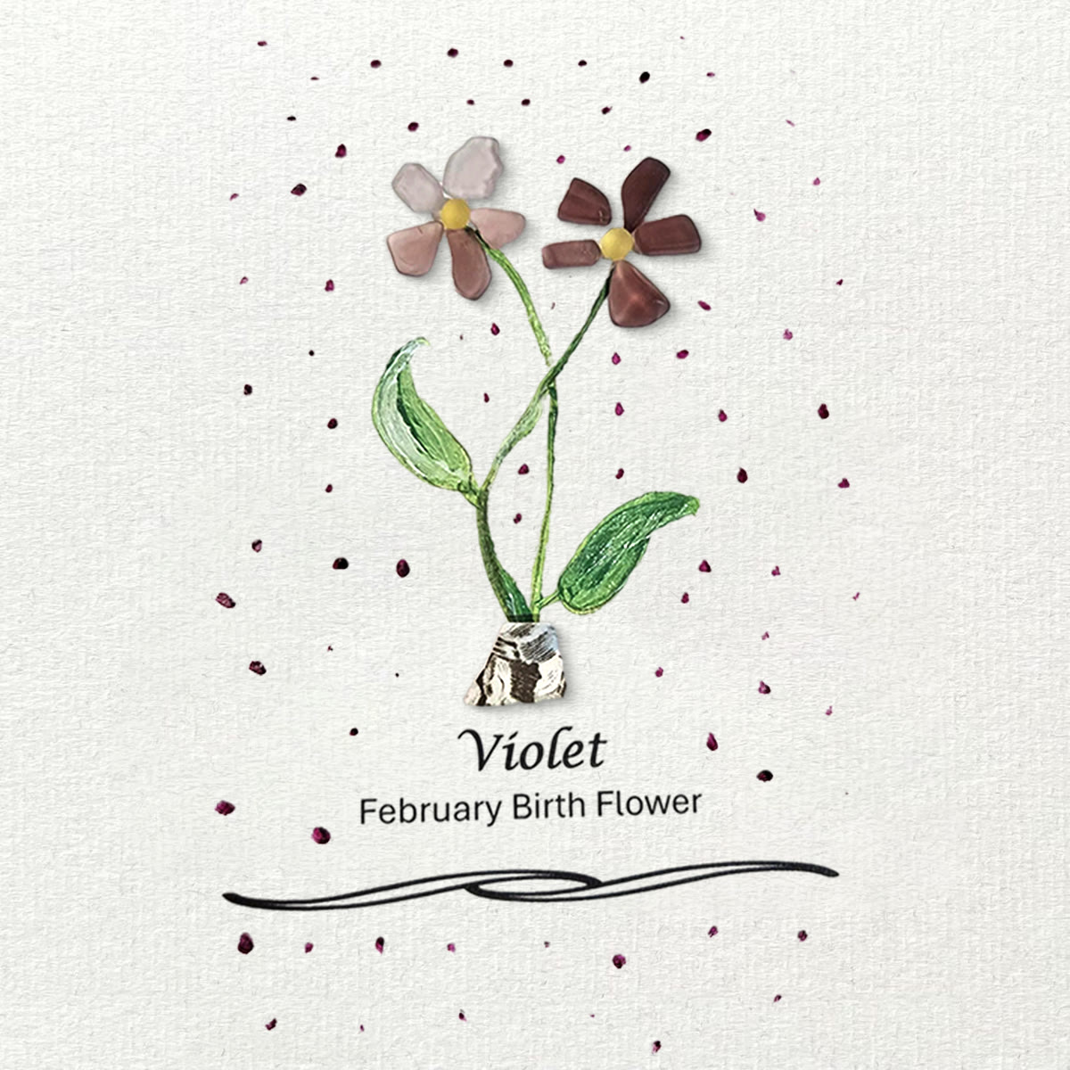 February Birth Flower Violet Sea Glass Framed Art - image 8