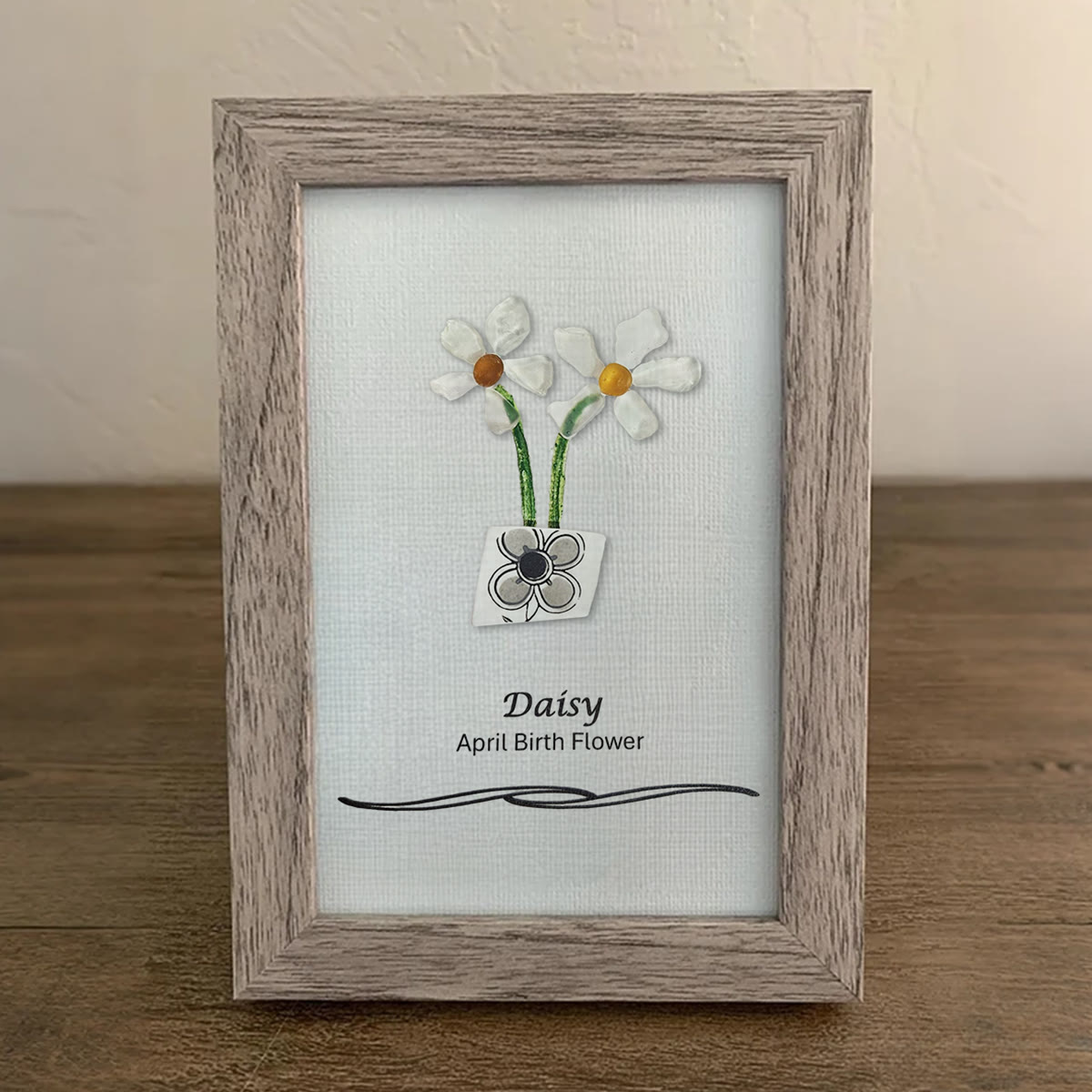 April Birth Flower Daisy Sea Glass Framed Art - image 7