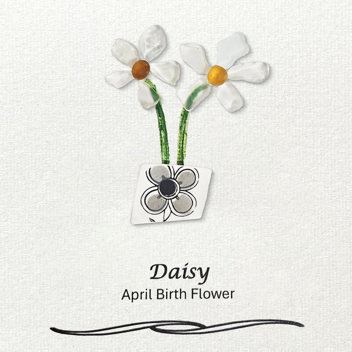 April Birth Flower Daisy Sea Glass Framed Art - image 8