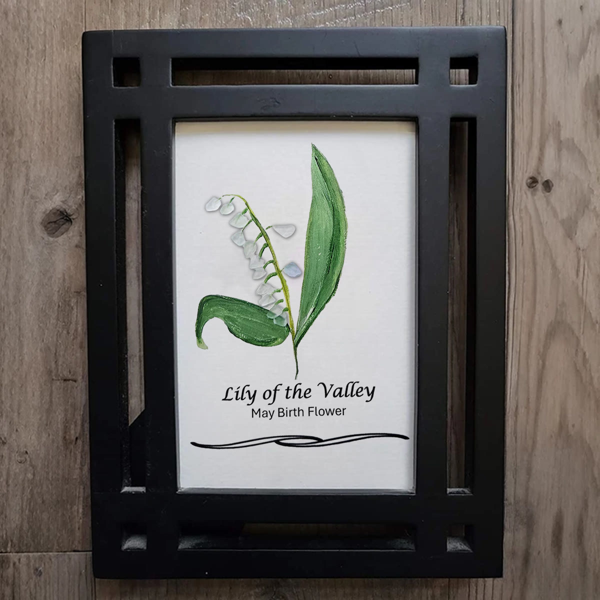 May Birth Flower Lily of the Valley Sea Glass Framed Art - image 5