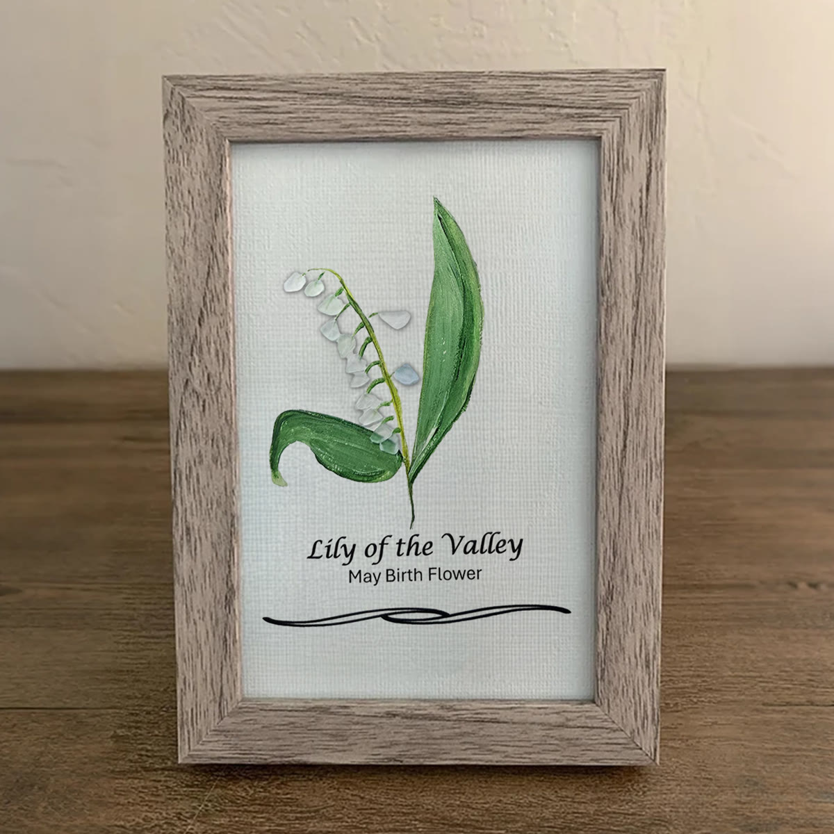 May Birth Flower Lily of the Valley Sea Glass Framed Art - image 6