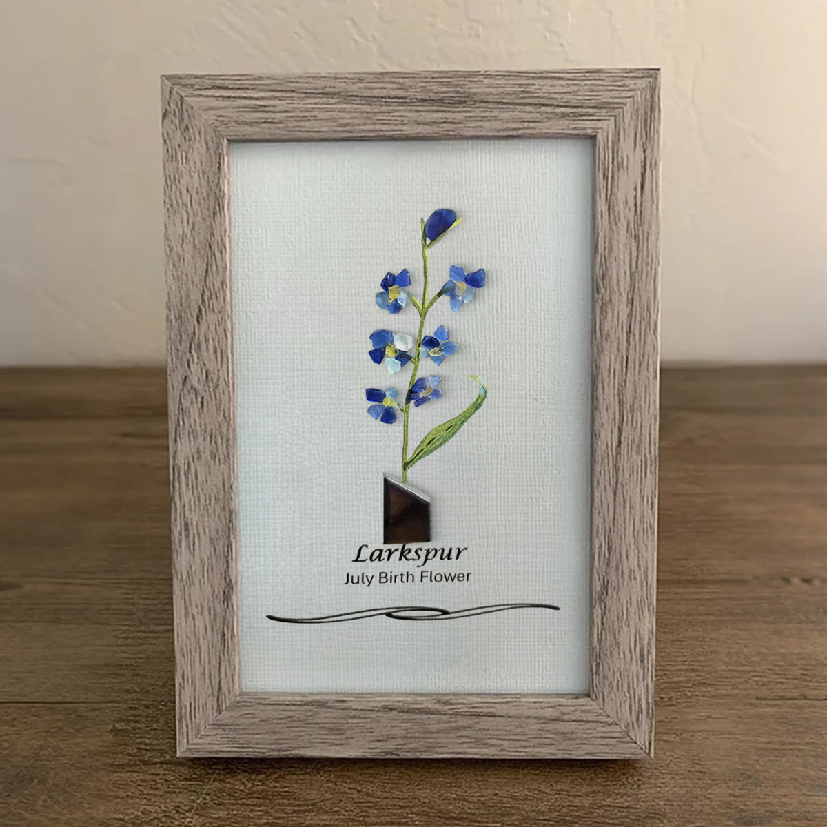 July Birth Flower Larkspur Sea Glass Framed Art - image 6