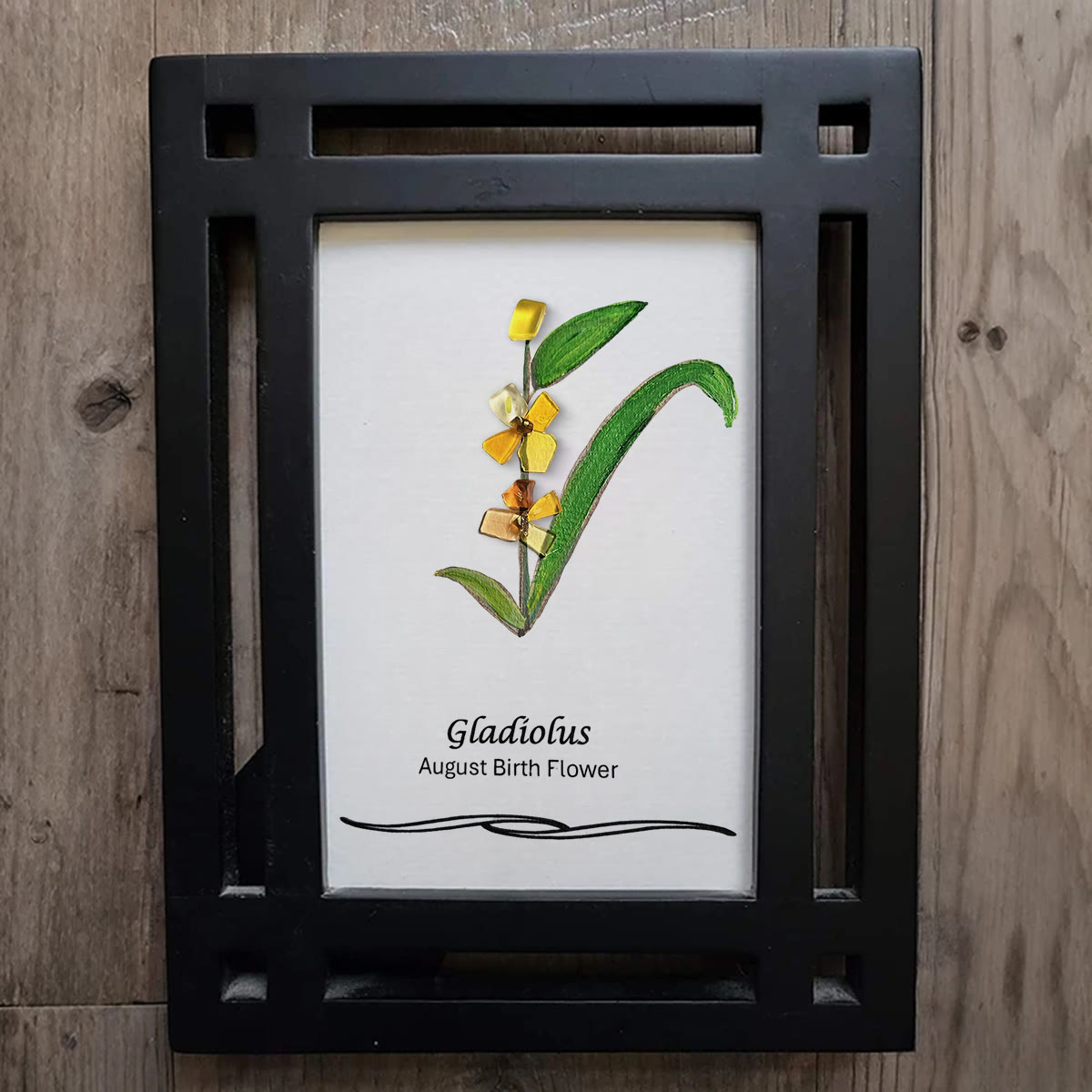 August Birth Flower Gladiolus Sea Glass Framed Art - image 5