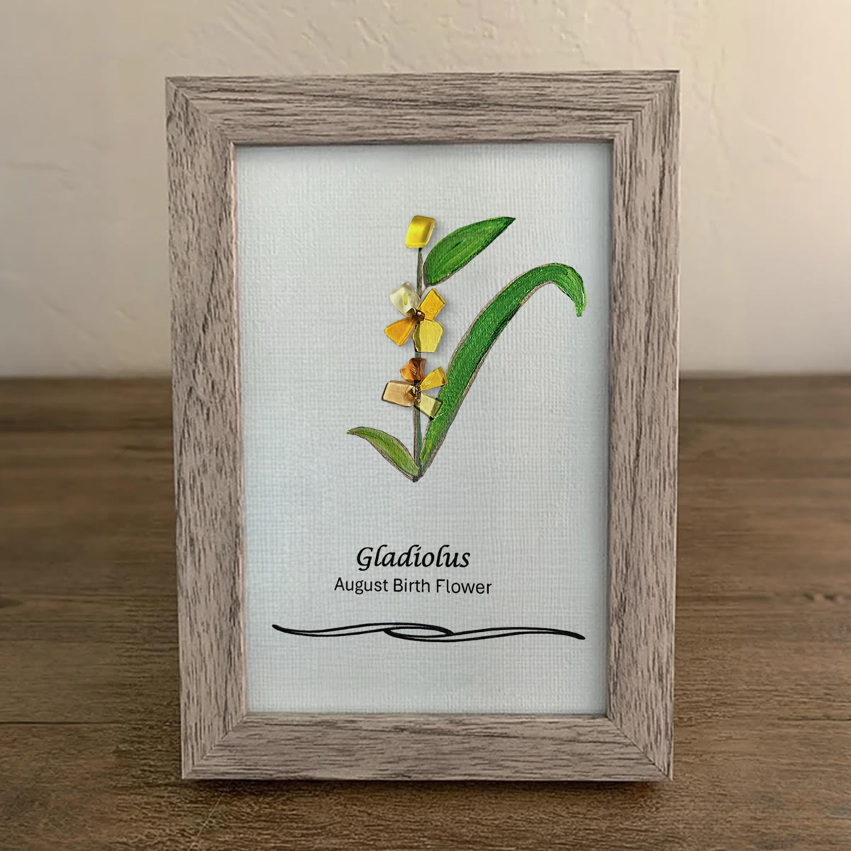 August Birth Flower Gladiolus Sea Glass Framed Art - image 6