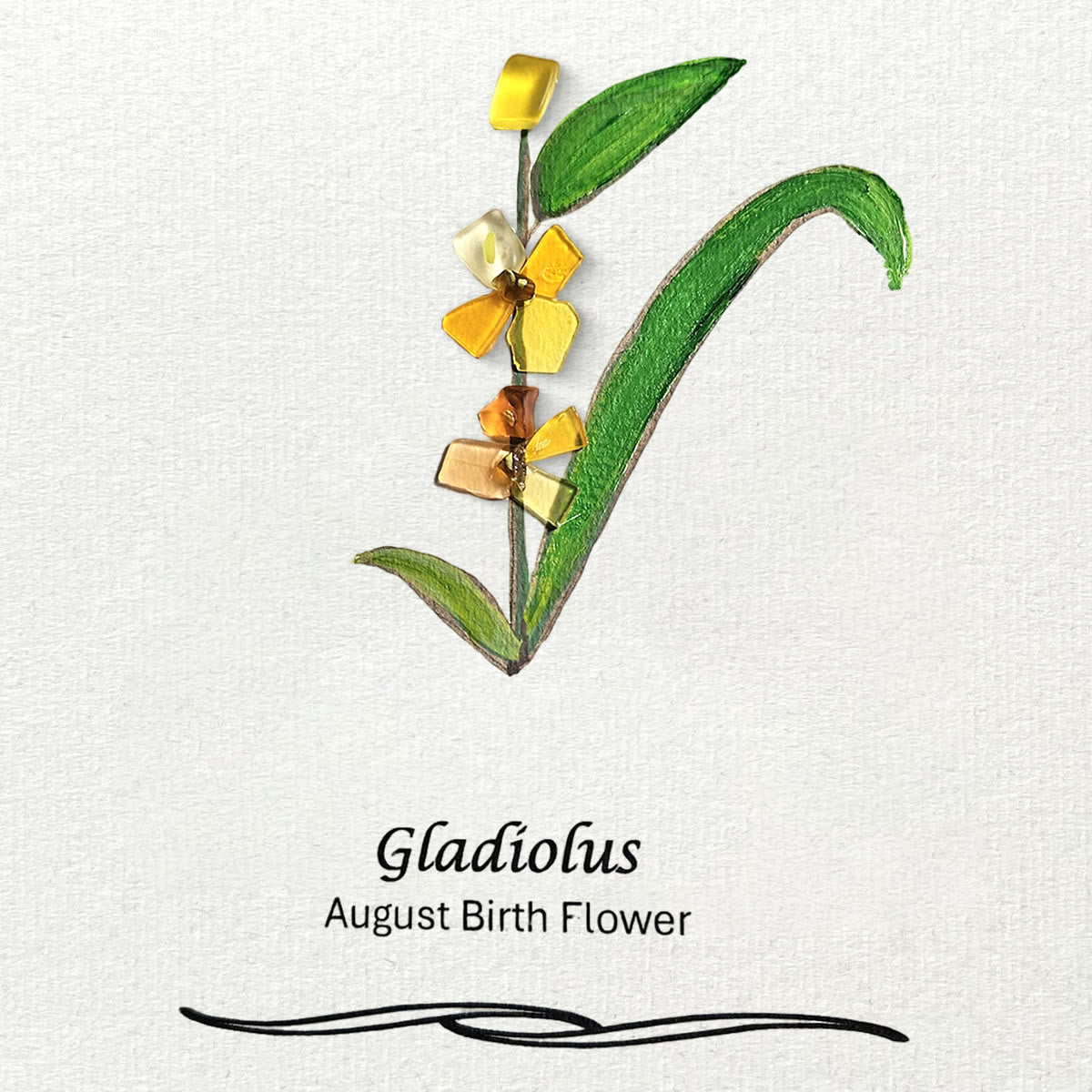 August Birth Flower Gladiolus Sea Glass Framed Art - image 7