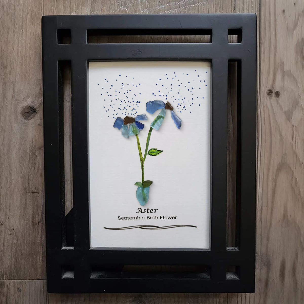 September Birth Flower Aster Sea Glass Framed Art - image 6