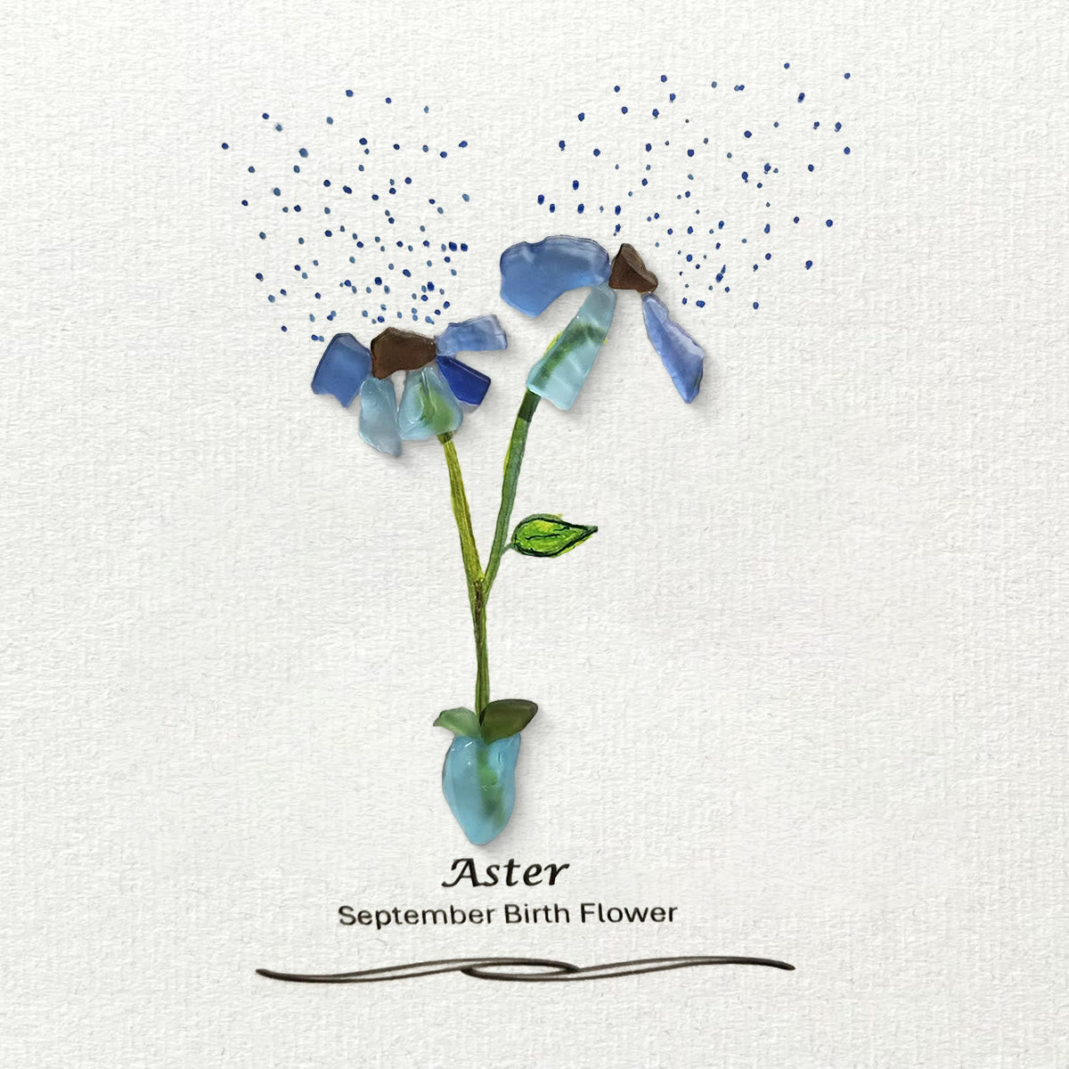 September Birth Flower Aster Sea Glass Framed Art - image 7