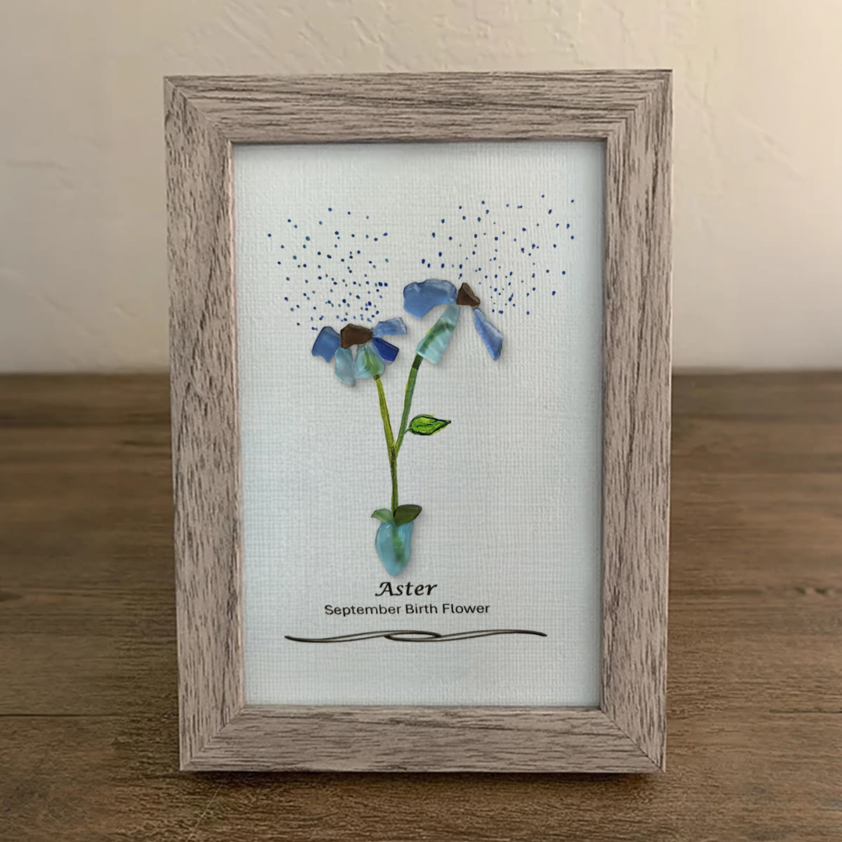 September Birth Flower Aster Sea Glass Framed Art - image 5