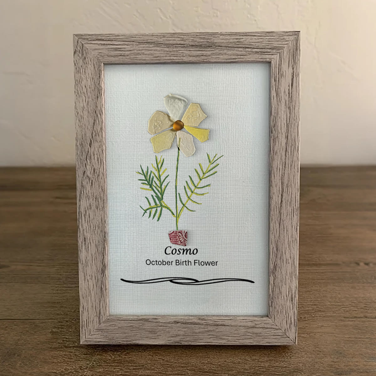 October Birth Flower Cosmo Sea Glass Framed Art - image 5
