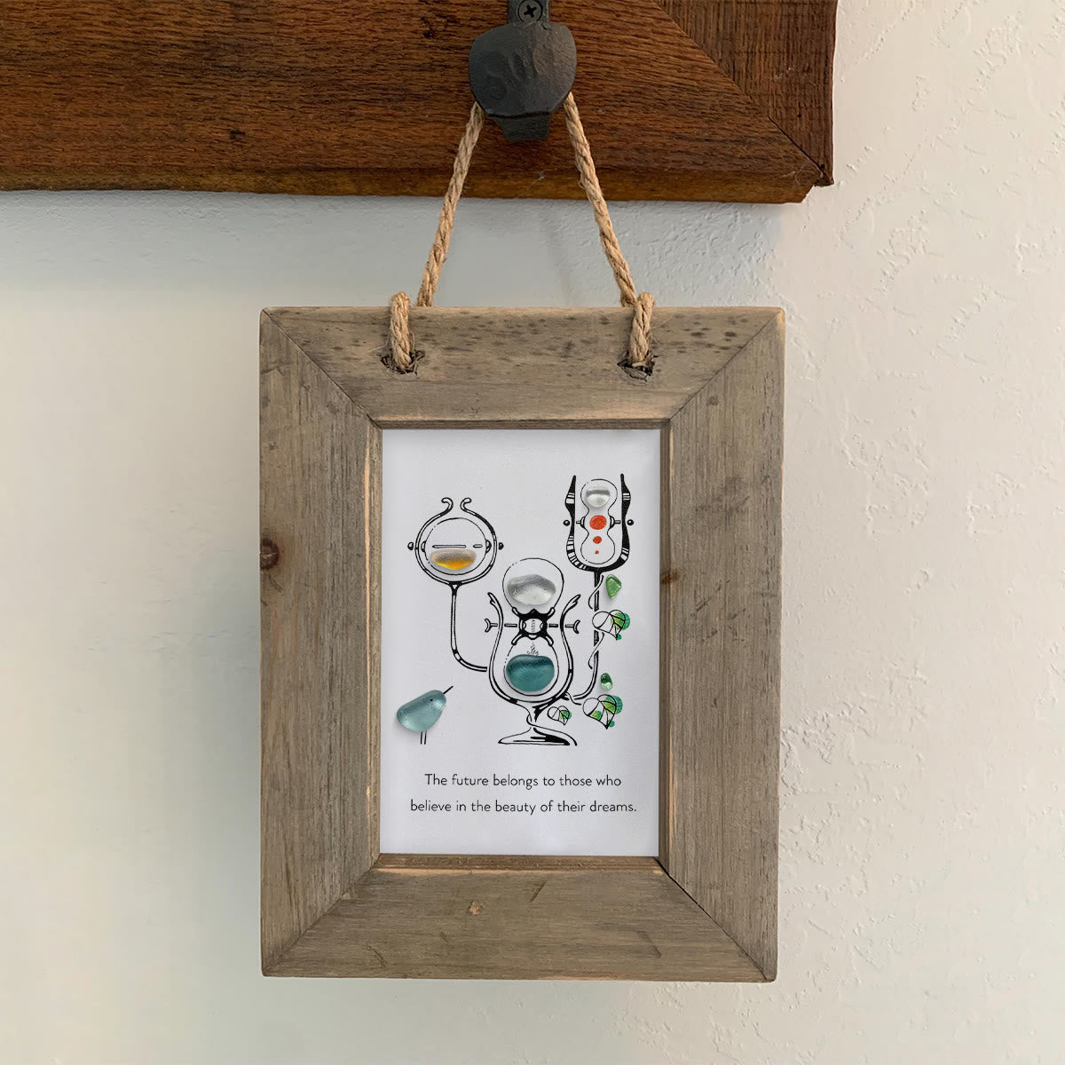 "Future of Dreams" Hourglass With Bird Sea Glass Framed Art - image 10