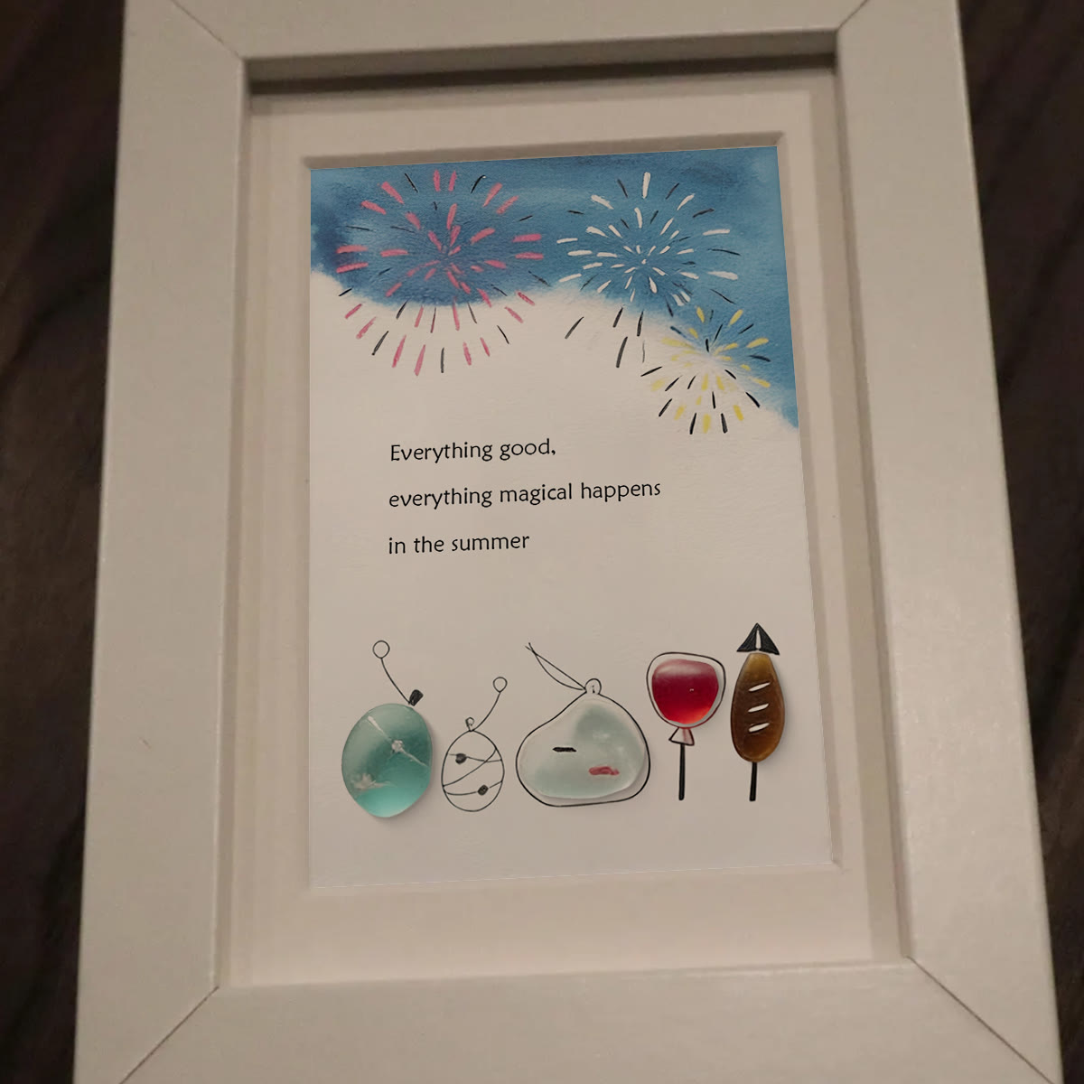 Summer Magical Firework Scene Sea Glass Framed Art - image 6