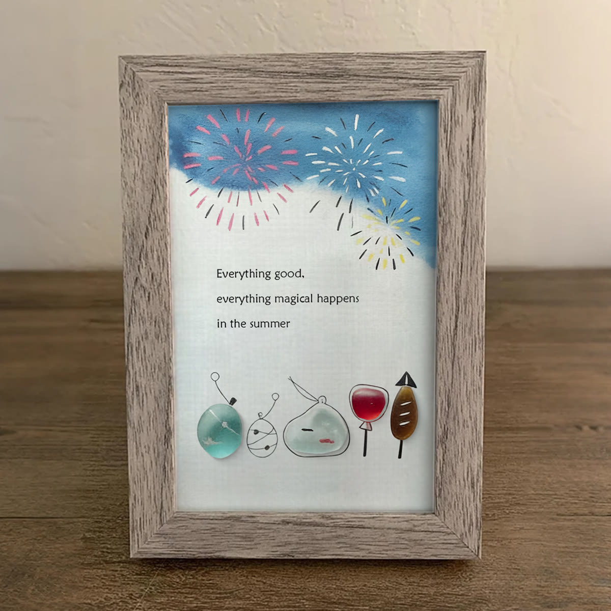 Summer Magical Firework Scene Sea Glass Framed Art - image 8