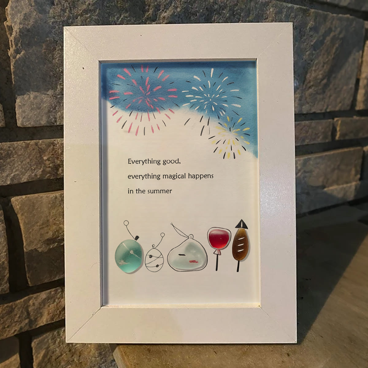 Summer Magical Firework Scene Sea Glass Framed Art - image 9