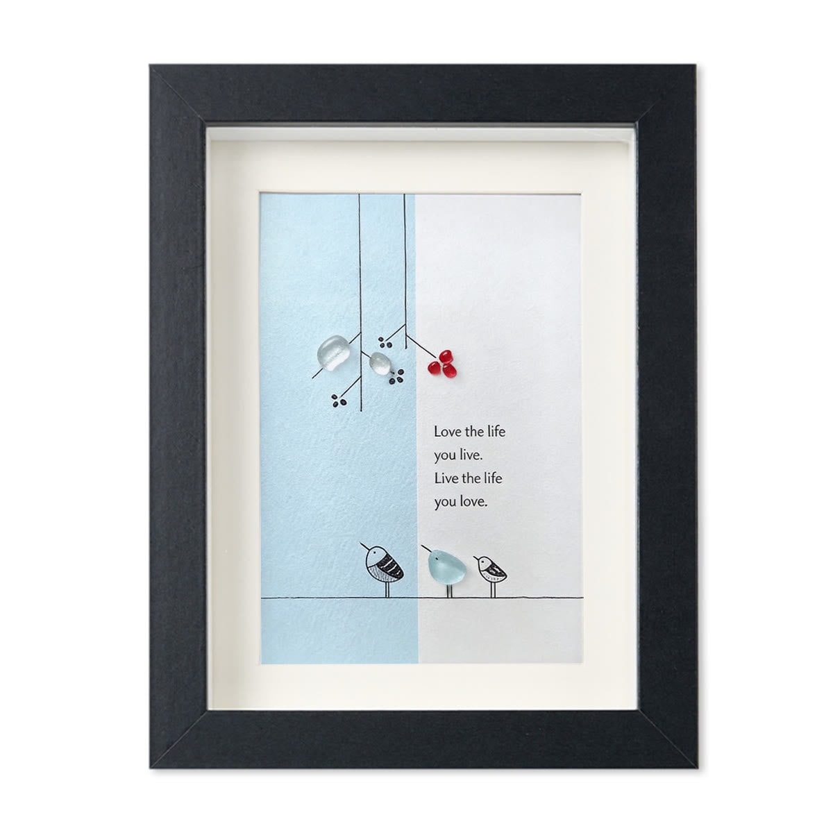 "Love the Life You Live" Bird Sea Glass Framed Art - Black - 8" X 6" - image 11