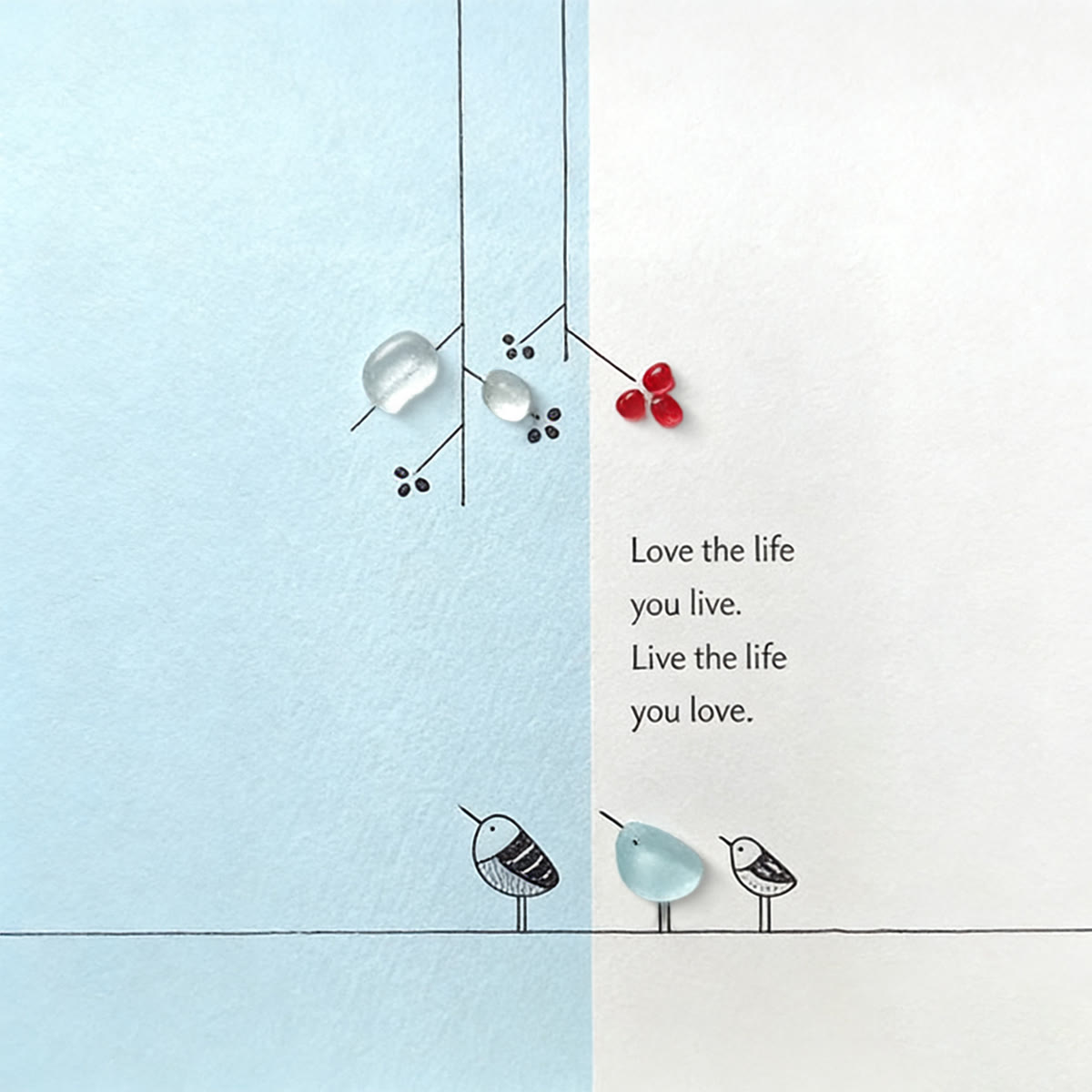 "Love the Life You Live" Bird Sea Glass Framed Art - image 2