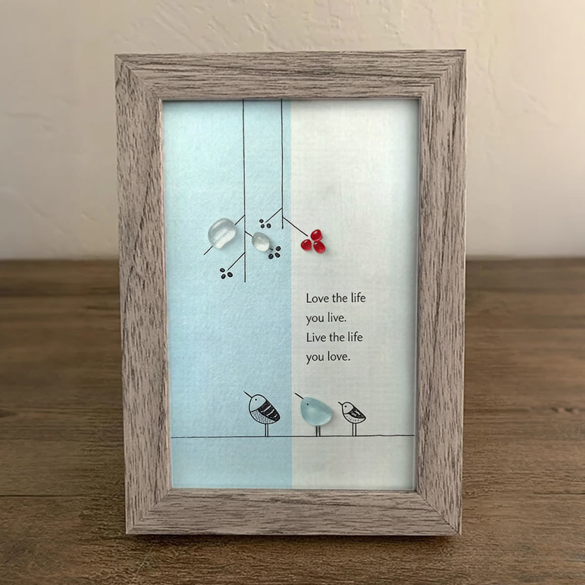 "Love the Life You Live" Bird Sea Glass Framed Art - image 8