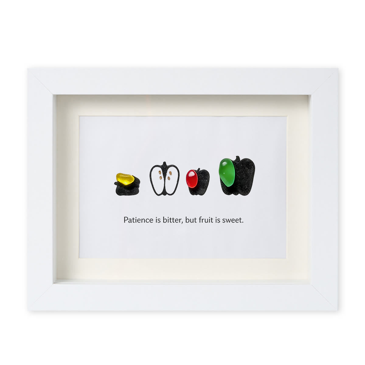 Patience & Sweet Fruit Quote Sea Glass Framed Art - White - 6" X 8" - image 15